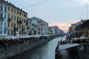 Indian students in Lombardy region Milan Italy Navigli canals and Politecnico di Milano campus